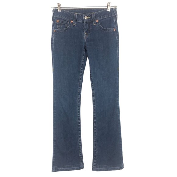 True Religion Hi-Rise Boot Jeans Sz 28 Flap Pockets Modified Hem 31" Inseam - Picture 1 of 12